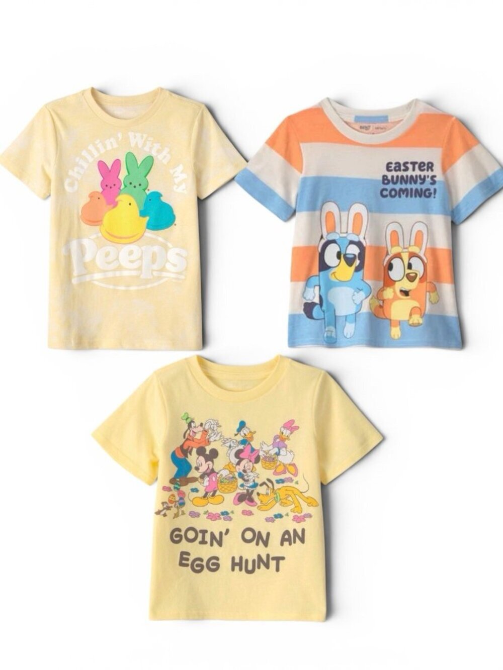 Carter’s Lot Of 3 Easter Toddler T-shirts Size 4T Unisex Bluey Disney Peeps NWT